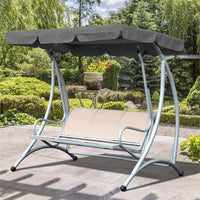 1 x RAW Customer Returns PEPAXON Sun Canopy for Hollywood Swing Replacement Canopy Garden Swing Waterproof 3-Seat Cover 190T Polyester for Patio Yard Seat 164 x 114cm Does not include seat cover Black  - RRP €17.99