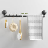 1 x RAW Customer Returns Luxear towel holder without drilling, 30cm 60cm adjustable towel rail suction cup for bathroom kitchen, 5 removable hooks, bath towel holder with max. 10KG load capacity, guest towel holder for wall shower-gray - RRP €18.68