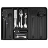 1 x RAW Customer Returns MR.SIGA Expandable Cutlery Tray for Drawers, Utensil Holder Kitchen, Adjustable Cutlery Organizer for Cutlery Kitchen Utensils and Cooking Accessories, Black - RRP €24.54