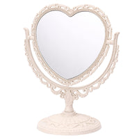 1 x RAW Customer Returns FRCOLOR makeup mirror, double-sided with 360-degree rotation, magnifying makeup mirror, heart shape beige  - RRP €17.14