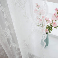 1 x RAW Customer Returns MIULEE Lace Curtains - Beautiful White Flowers Embroidered Lace Curtains, Set of 2 Transparent Lace Vintage Voile Lace Curtains with Eyelets for Living Room Bedroom Decor, 2 x H 175 x W 150 cm - RRP €25.2