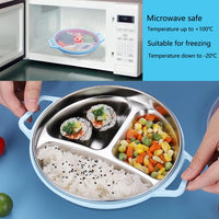 1 x RAW Customer Returns HYRYC Microwave Plate Microwave Dishes with Lid 22CM Microwave Plate for Microwave and Freezing Other Food with 3 Compartment Division Lid with Ventilation BPA Free Blue  - RRP €14.11