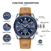 1 x RAW Customer Returns BENYAR Watches Men Chronograph Analog Quartz Brown Leather Strap Wristwatch Men Waterproof Luminous Date Men s Watch Fashion Casual Sport Business Dress Watches for Men Elegant Gift - RRP €44.99