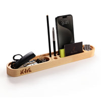 1 x RAW Customer Returns KHYL elegant real wood desk organizer, walnut, pine, desk beautifier, office decoration, pen holder, cell phone holder, cell phone stand, desk decoration, pine  - RRP €20.06