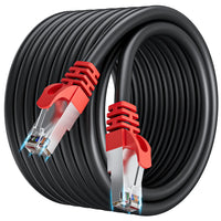 1 x RAW Customer Returns LAN cable 20 meters Cat 7 network cable 20m outdoor high-speed WiFi Ethernet cable SFTP shielding 10000Mbits RJ45 Gigabit Internet patch cable black waterproof - for PS5 4 Xbox modem router - RRP €24.18