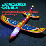 1 x RAW Customer Returns Airplane toy, children s foam airplane glider, styrofoam airplane throwing glider catapult children s toy gun with 4 foam airplanes full body LED  - RRP €19.99