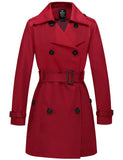 1 x RAW Customer Returns Wantdo women s trench coat long coat spring windproof summer coat transition elegant coats spring coat epaulettes with belt slim fit jackets red 40 - RRP €86.99