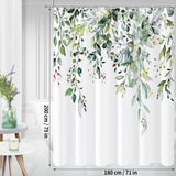 10 x Brand New YIMSGO Eucalyptus Shower Curtains, Watercolor Plant Leaves with Flowers Bathroom Decoration, Anti Mold Bathtub Textile Green Boho Turquoise Forest Waterproof Shower Curtains with Hooks 180x200cm - RRP €204.0