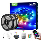 1 x RAW Customer Returns Lepro Smart LED Strip 10M, 5Mx2, music control, WiFi LED strip, RGB dimmable 300 LEDs, WiFi LED strip, self-adhesive light strip, fairy lights with remote control, compatible with Alexa, app, Google Home - RRP €30.1