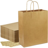 1 x RAW Customer Returns Large Brown Paper Bag with Handle, HRUISE 25 Pack Paper Gift Bags, 130GSM kraft paper bags with handles for birthday, festival celebration, shopping bags, party bags, wedding bag - RRP €18.14