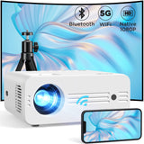 1 x RAW Customer Returns Projector, Full HD 1080P 2.4 5G Hz WiFi Bluetooth Projector 200 ANSI, Large Display 75 Zoom LED Home Theater Video Projector with Tripod, 90000 Hours Lifespan Compatible with Fire Stick, Smartphone, PS5 - RRP €169.99