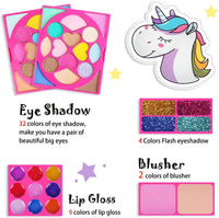 2 x RAW Customer Returns Make-up case for girls, real make-up, children s washable make-up set with unicorn stickers, Girls toys for 3-4 5-6 7 8 9 10 years - RRP €32.26