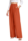 1 x RAW Customer Returns PrinStory Women s Wide Leg Trousers Lightweight Elastic Waist Summer Trousers with Pockets Causal Office Business Trousers Orange, 38-40  - RRP €34.98