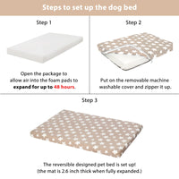 7 x Brand New EMPSIGN dog bed, dog cushion suitable for cages, dog mat with removable and washable cover for large, medium-sized dogs, dog bed waterproof L 91x61cm, 6.6cm height, beige - RRP €142.8