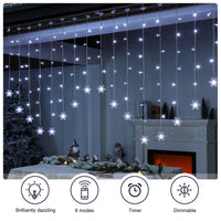 1 x RAW Customer Returns BLOOMWIN 2x1M Snowflake Curtain Lights Cold White, USB Christmas Lights 8 Modes Fairy Lights Curtain 104LEDs Mood Lights for Balcony, Window, Wedding, Christmas IP44 Fairy Lights - RRP €17.99