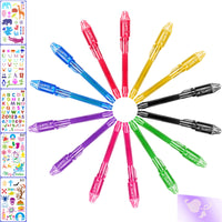 25 x Brand New MonQi 14pcs Permanent Invisible Ink Pen with UV Light 5 Drawing Stencils Hundreds of Graphic Designs , Secret Pen, Spy Pen, Invisible Pens, Magic Invisible Writing Pen - RRP €206.5