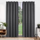 1 x RAW Customer Returns Deconovo thermal curtain blackout curtains with ruffle tape, 160 x 140 cm height x width , dark grey, set of 2 - RRP €32.99