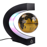 1 x RAW Customer Returns Magnetic Floating Globe with Colored LED Lights C Shape Anti-Gravity Maglev Rotating World Map for Gift Home Office Desk Decoration With Switch, Gold  - RRP €31.99