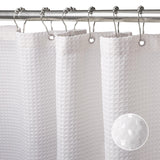 1 x RAW Customer Returns Waffle shower curtain with metal shower curtain rings fabric textile bathtub curtain anti-mold bathroom curtain set waterproof bathtub curtain heavy shower curtain bathroom - 92 x 182cm white  - RRP €23.06