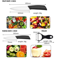 1 x RAW Customer Returns CORESLUX ceramic knife set, 4 ceramic kitchen knives set with 1 peeler, non-stick coating, sharp, chef s knife, ceramic knife set for cutting fruit, vegetables, meat white  - RRP €23.99