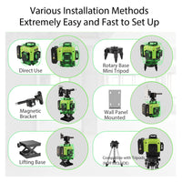 1 x RAW Customer Returns Cross Line Laser, 4x360 Degree Green Self-Leveling Laser Spirit Level, 4D 16 Line Laser with 2pcs Battery, Magnetic Wall Mount, IP54 Cross Laser Construction Laser for Indoor and Outdoor Construction Site - RRP €40.33