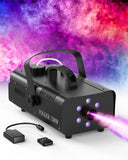 1 x RAW Customer Returns Fog machine, U King 1200W LED light fog machine with radio remote control, 6 color controllable lights portable suitable for Christmas Halloween party wedding celebrations stage performances - RRP €82.99