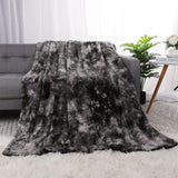 1 x Brand New PiccoCasa Cuddly Blanket Fluffy Blanket XL Bedspread Warm Sofa Throw Blanket Batik Print Blanket for Couch Bedroom Living Room Dark Grey 130x160cm - RRP €39.31