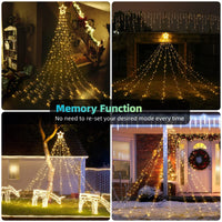 1 x RAW Customer Returns Geemoo Christmas tree lighting with stars, 3M x 9 garlands, 317 LED outdoor Christmas lights, ice rain fairy lights for Christmas tree, Christmas tree, window, garden warm white  - RRP €17.24