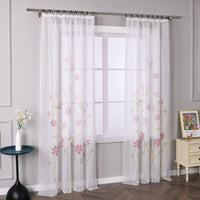 1 x RAW Customer Returns Yujiao Mao voile curtain with floral print Flowers colorful curtains scarf with ruffle tape 1 pack pink WxH 150x245cm - RRP €18.49