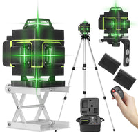 1 x RAW Customer Returns Cross line laser, KKnoon 4x360 lines cross line laser with tripod, 3000mAh 2 battery, 1.5m three-stage adjustable aluminum tripod, with lifting platform and magnetic wall mount laser spirit level - RRP €86.79