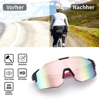 1 x RAW Customer Returns FEISEDY Sports Sunglasses Men Women Cycling Glasses Mirrored Sports Glasses for MTB Road Bike Cycling Biking Running Enduro with UV400 Protection B2388 - RRP €22.68