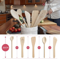 81 x Brand New Wooden Kitchen Utensils Set, Complete Set, Beech Spatulas, Made in EU, 1 Large Pan Spoon 30 cm, 1 Mortised Spatula 30 cm, 1 Beveled Spatula, 30 cm, 1 Maryse Ha Pastry - RRP €1133.19