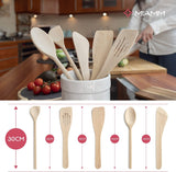 81 x Brand New Wooden Kitchen Utensils Set, Complete Set, Beech Spatulas, Made in EU, 1 Large Pan Spoon 30 cm, 1 Mortised Spatula 30 cm, 1 Beveled Spatula, 30 cm, 1 Maryse Ha Pastry - RRP €1133.19