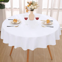 1 x RAW Customer Returns Smiry Washable Round Tablecloth 140cm Polyester Waterproof Lotus Effect Stain Resistant Washable Tablecloth Party Kitchen White - RRP €22.8