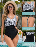 1 x RAW Customer Returns UMIPUBO Women s Swimsuit Tummy Control Push Up Swimwear Sexy V Neck Monokini Large Size One Piece Swimsuits with Underwire Swimwear Black White, XXL  - RRP €33.99