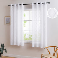 1 x RAW Customer Returns MIULEE Voile Morocco Curtain Sheer with Eyelets Transparent Look Curtains Eyelet Curtain Living Room Window Curtain Airy Translucent Decorative Curtain for Bedroom Set of 2 160 x 140cm H x W White - RRP €21.17