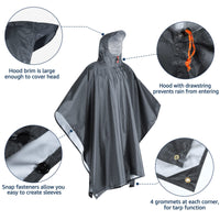 1 x RAW Customer Returns Anyoo Lightweight Waterproof Rain Jacket Reusable Ripstop Breathable Multipurpose Raincoat with Hood Foldable Protective Blanket Shelter Tarp Ideal for Outdoor Camping Hiking Fishing - RRP €21.98