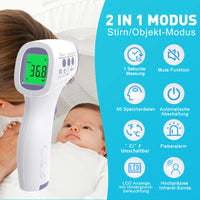 1 x RAW Customer Returns Fever Thermometer Contactless Infrared Forehead Thermometer for Baby Adults Children, Digital Thermometer Fever with Accurate Readings, Fever Alarm, LCD Display, 50 Memory Function - RRP €19.99