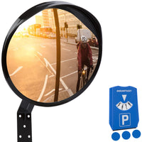 1 x RAW Customer Returns valuents traffic mirror 30 cm black safety mirror 130 convex mirror for exit, garage streets Plus parking disc - RRP €27.06