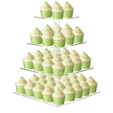 1 x RAW Customer Returns ECOSEAO 4 Tier Cupcake Stand Clear Square Acrylic Cupcake Tower Cake Stand for Wedding Birthday 12 inch  - RRP €23.99