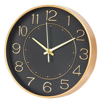 1 x RAW Customer Returns HZDHCLH 25cm Modern Quartz Silent Wall Clock Arabic Numerals Creeping Second without Ticking for Decoration Living Room, Kitchen, Office, Bedroom Black Gold  - RRP €21.17