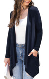 1 x RAW Customer Returns Yommay Women s Cardigan Elegant Casual Long Sleeve Top with Pockets Lightweight Cardigan Winter Jacket Navy Blue Medium - RRP €22.99