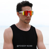 1 x RAW Customer Returns FEISEDY Sports Sunglasses Men Women Cycling Glasses Mirrored Sports Glasses for MTB Road Bike Cycling Biking Running Enduro with UV400 Protection B2388 - RRP €23.56