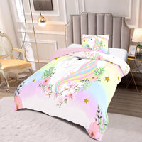 1 x RAW Customer Returns Unicorn children s bed linen set 135 x 200 cm for girls, 2 pieces, super soft, breathable print children s bed linen with zip, washable, durable children s duvet cover and pillowcase 80 x 80 cm, colorful - RRP €30.24