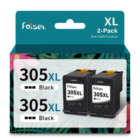 1 x RAW Customer Returns Foiset 2 Black Cartridges for HP 305 printer cartridges Replacement for HP 305 305XL Ink for DeskJet 2700 2720 2710 Plus 4100 4120 4110 Envy 6000 6010 6022 6032 Envy Pro 6430 6420 6452 - RRP €35.99