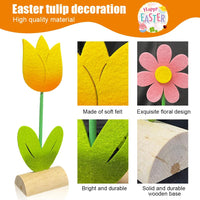 1 x RAW Customer Returns Bseical 3 Pieces Easter Table Decoration, Easter Decorations, Wooden Easter Ornaments of Tulips and Flowers, Easter Decorations Spring Gift, for Home Office Easter Party - RRP €20.4