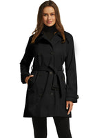 1 x RAW Customer Returns Wantdo Women s Spring Jacket Windproof Pea Jacket with Shoulder Buttons Epaulettes Slim Fit Long Jackets Adjustable Belt Coat Black 40 - RRP €87.99