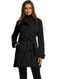 1 x RAW Customer Returns Wantdo Women s Spring Jacket Windproof Pea Jacket with Shoulder Buttons Epaulettes Slim Fit Long Jackets Adjustable Belt Coat Black 40 - RRP €87.99