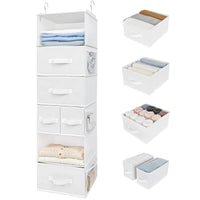 1 x RAW Customer Returns GRANNY SAYS Hanging Closet Organizer, Pack of 1 Hanging Shelf with Drawers, White Hanging Organizer Closet Fabric, Fabric Shelf Hanging Organizer, Hanging Shelf Wardrobe Storage for Bedroom - RRP €31.25