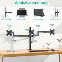 1 x RAW Customer Returns WALI monitor mount 3 monitors for up to 27 inch screen, monitor stand 3 monitors fully adjustable, monitor mount 3 monitors 7 kg per arm, VESA 75 100 M003S black - RRP €61.99